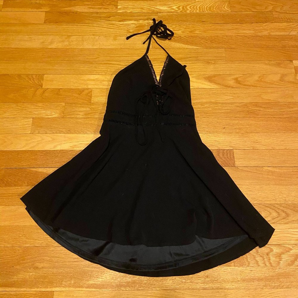 TOBI Black Halter Backless Mid-Length Dress - Size Small